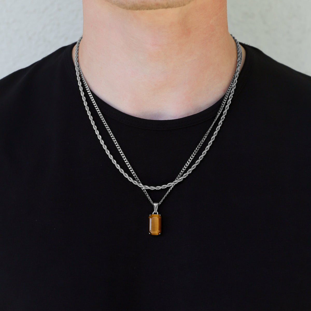 Tiger Eye Stone Necklace Set