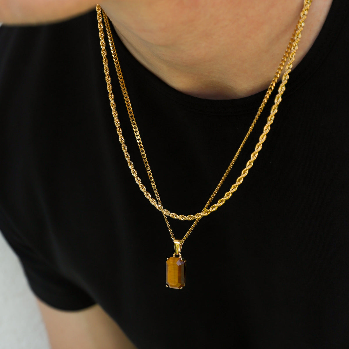 Tiger Eye Stone Necklace Set