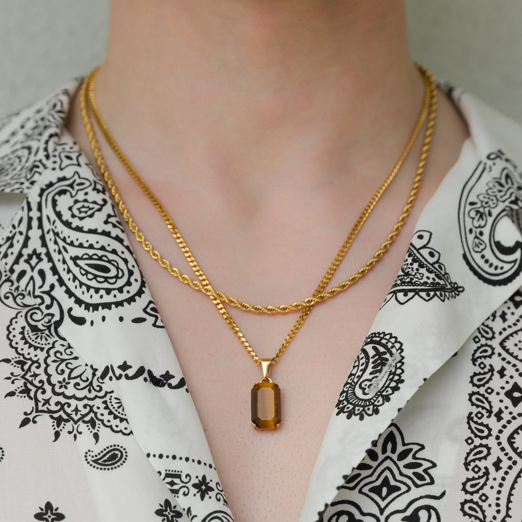 Tiger Eye Stone Necklace Set