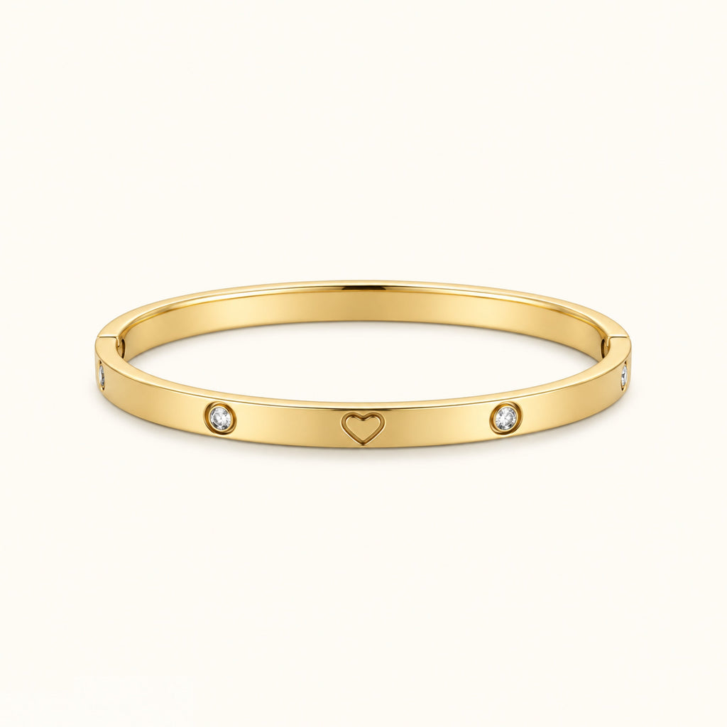 Gold Filled Heart Diamond Bangle