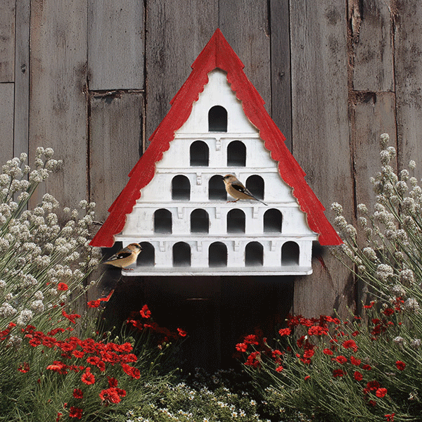 Red Roof Multi Tiered Functional Birdhouse
