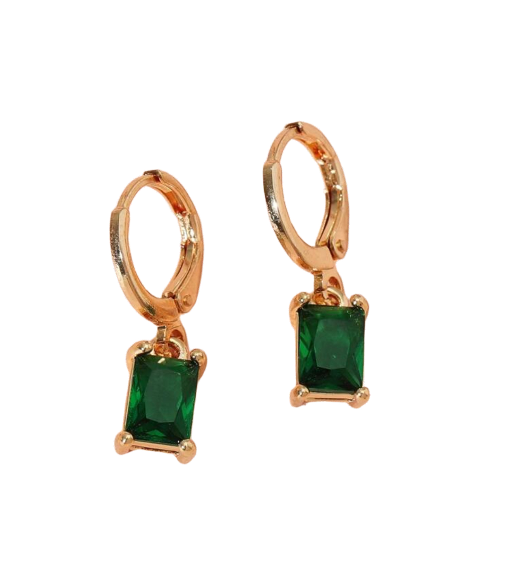 Beautiful Emerald Green Huggie Earrings