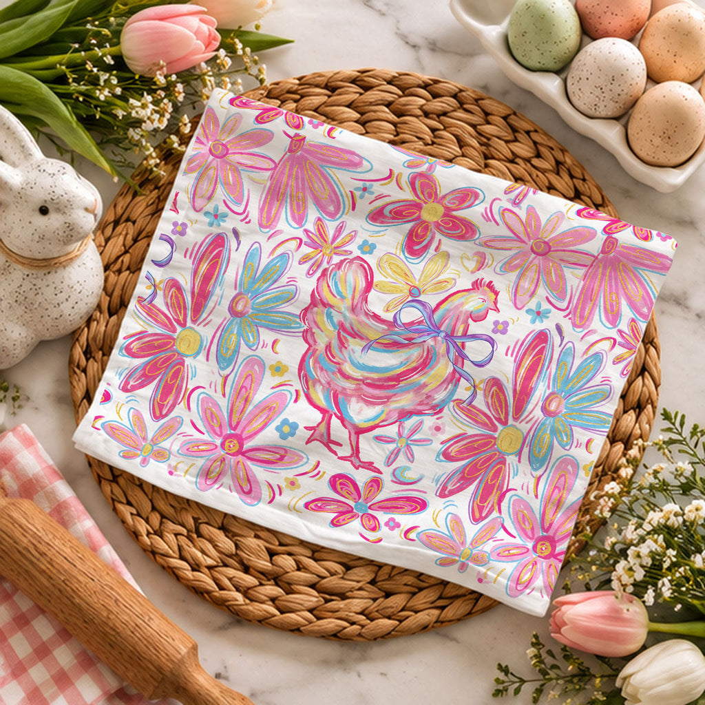 Floral Boho Chicken Towel