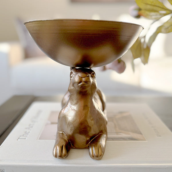 Gold Bunny with Bowl | Brilliant Centerpiece Collection
