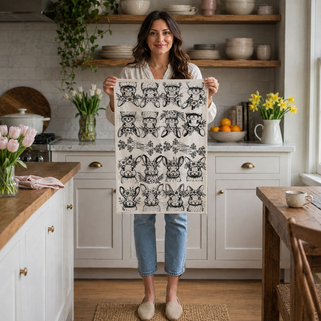 B&W Bunnies Towel