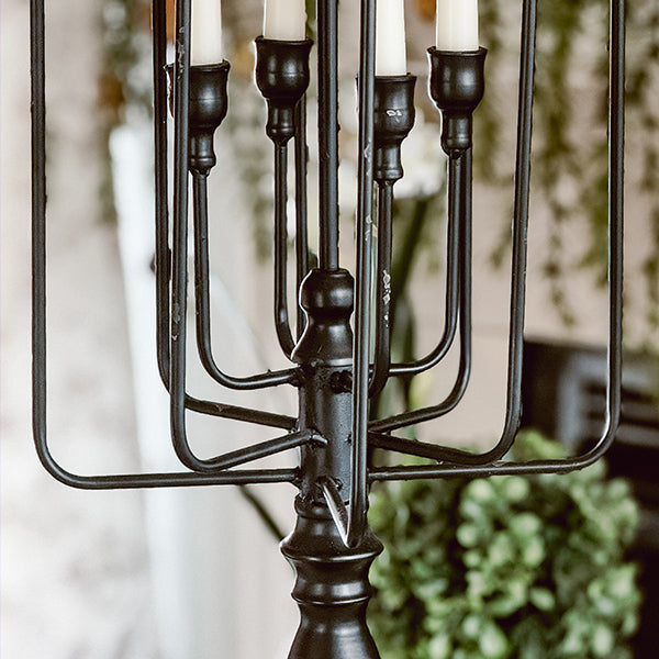 13 Taper Candle Black Iron Candelabra