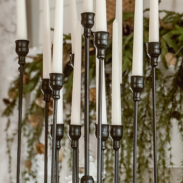 13 Taper Candle Black Iron Candelabra