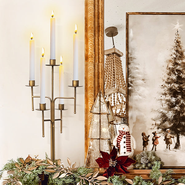 Freestanding Antique Iron Candelabra, Set of Two