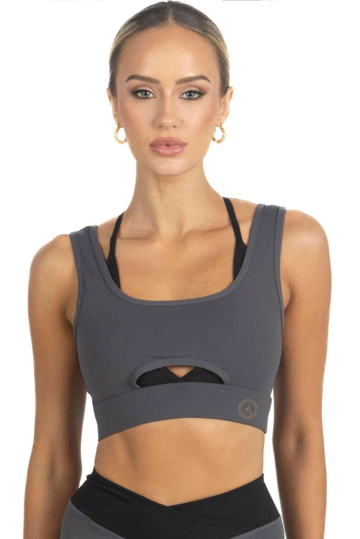 Cleo Color Block Activewear Sportsbra in Black