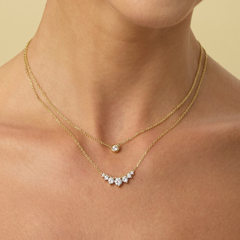 Gold Filled Diamond Bezel Necklace