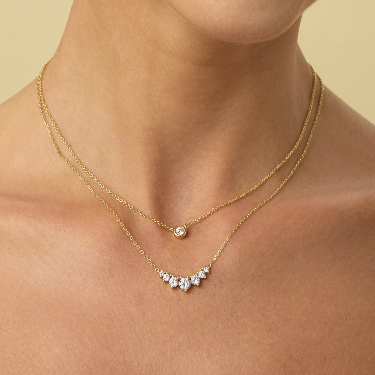 Gold Filled Diamond Bezel Necklace