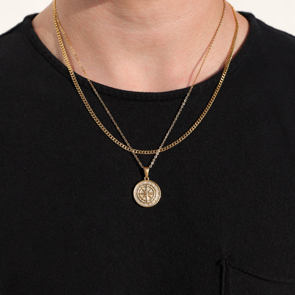 Compass Necklace Gold Set