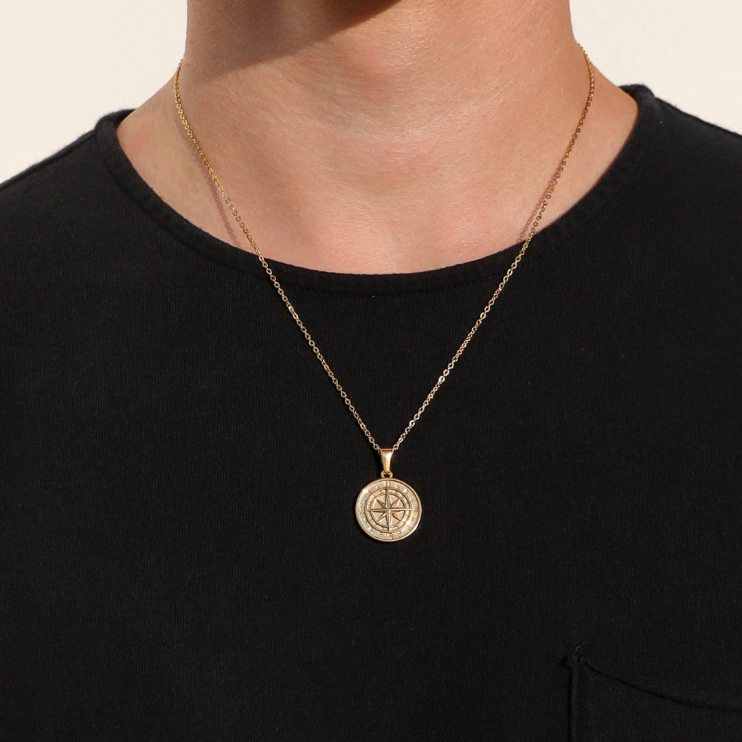 Compass Necklace Gold Set