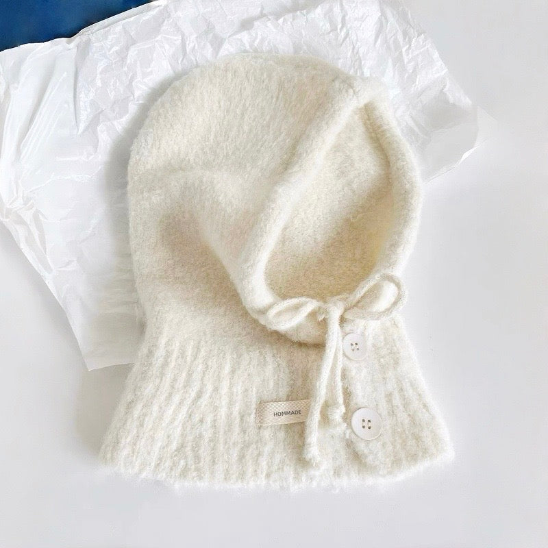 Drawstring Buttoned Balaclava Hat