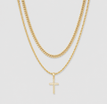 Small Cross Necklace Gold Set