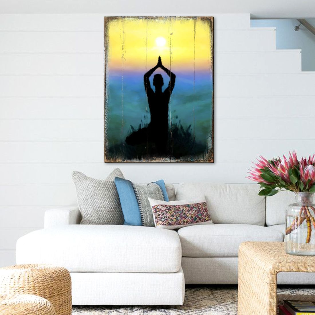 Yoga Art Wooden Wall Art by Nature Wonders - Nature Health Decor - 98435B
