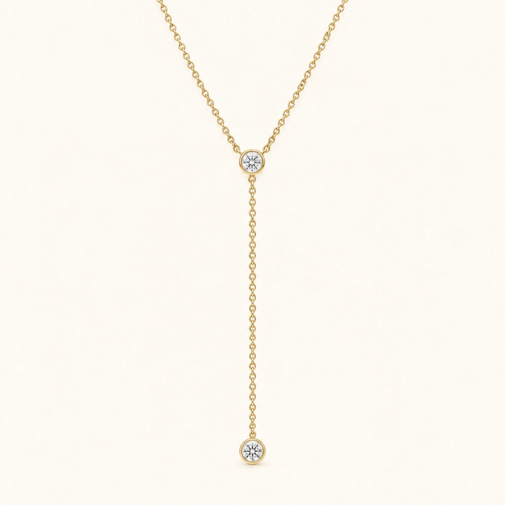 Gold Filled Diamond Bezel Lariat Necklace
