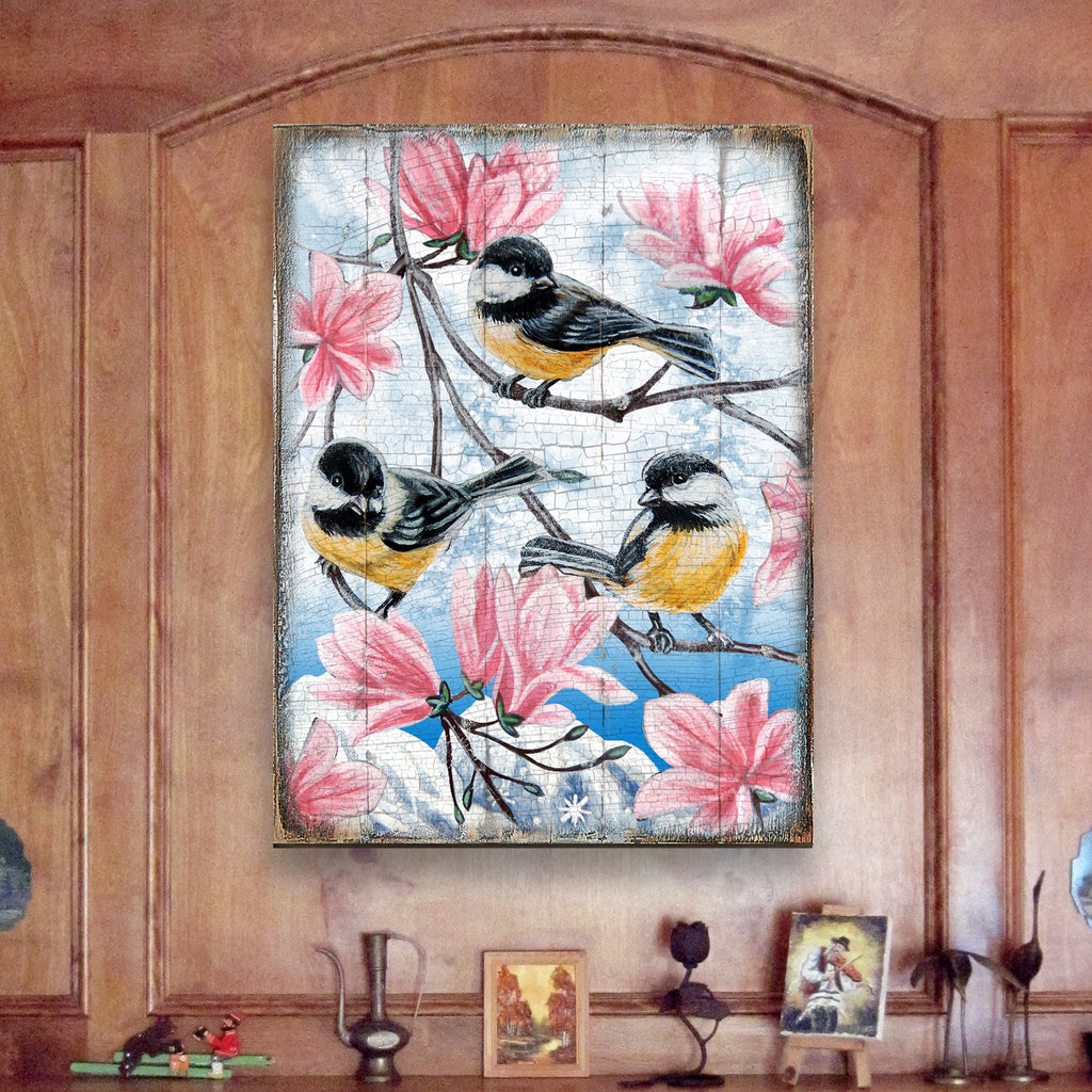 Goldfinches Wooden Wall Art by Nature Wonders - 95220-2B