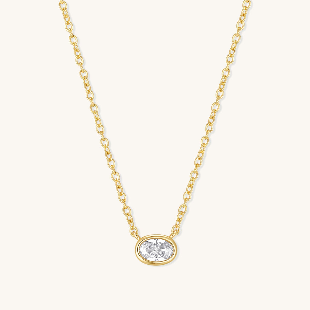 Gold Filled Diamond Oval Necklace