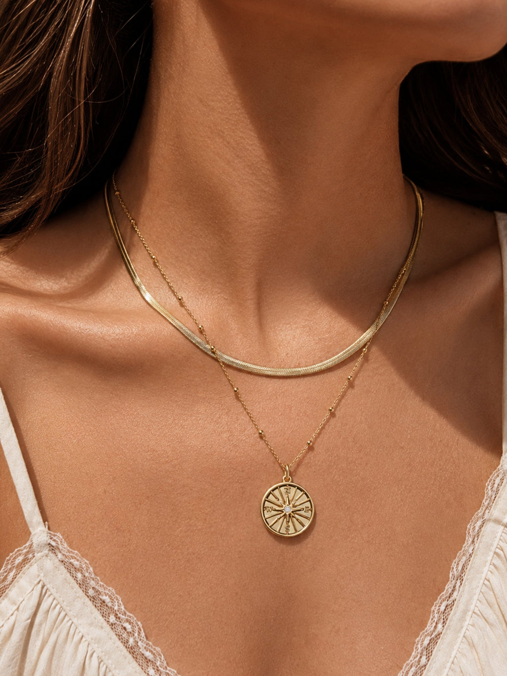 Gold Filled Compass Necklace