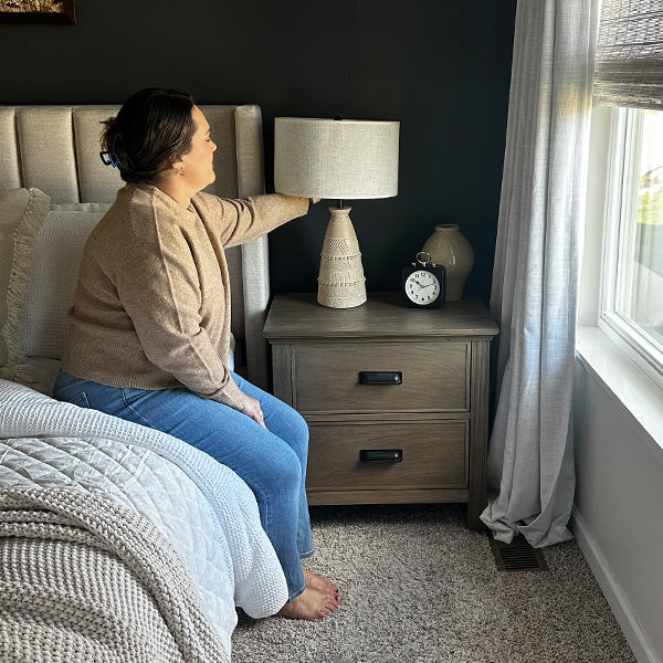 Intricate Beige Bedside Table Lamp