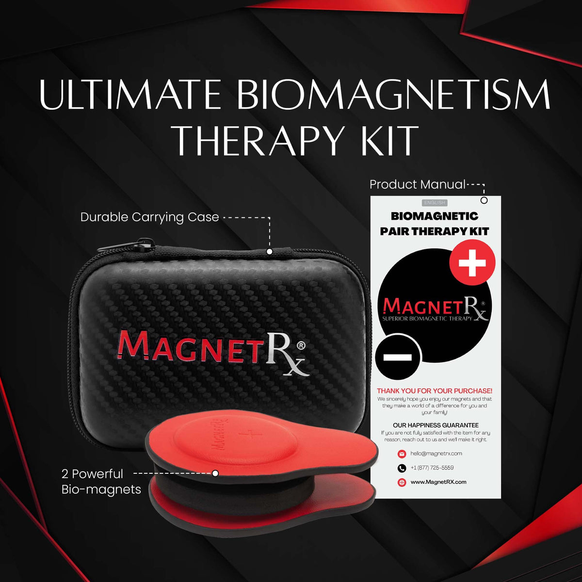 Biomagnetic Therapy Magnet Set — Neodymium & Leather (2 Medium Magnets)