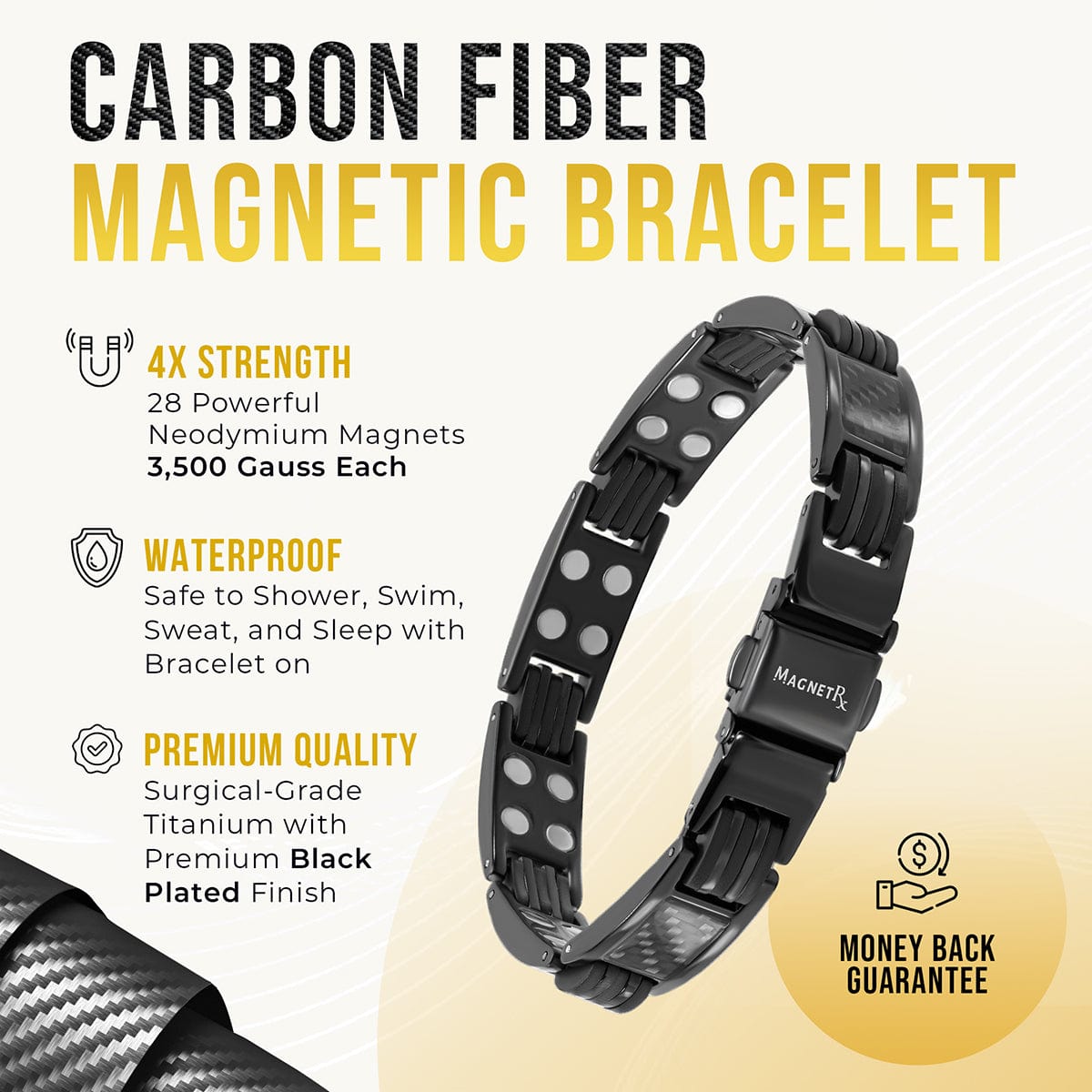 Carbon Fiber Magnetic Bracelet for Men (Black)