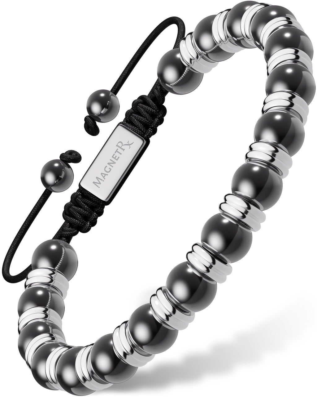 High Power Magnetic Hematite Bracelet Silver Titan