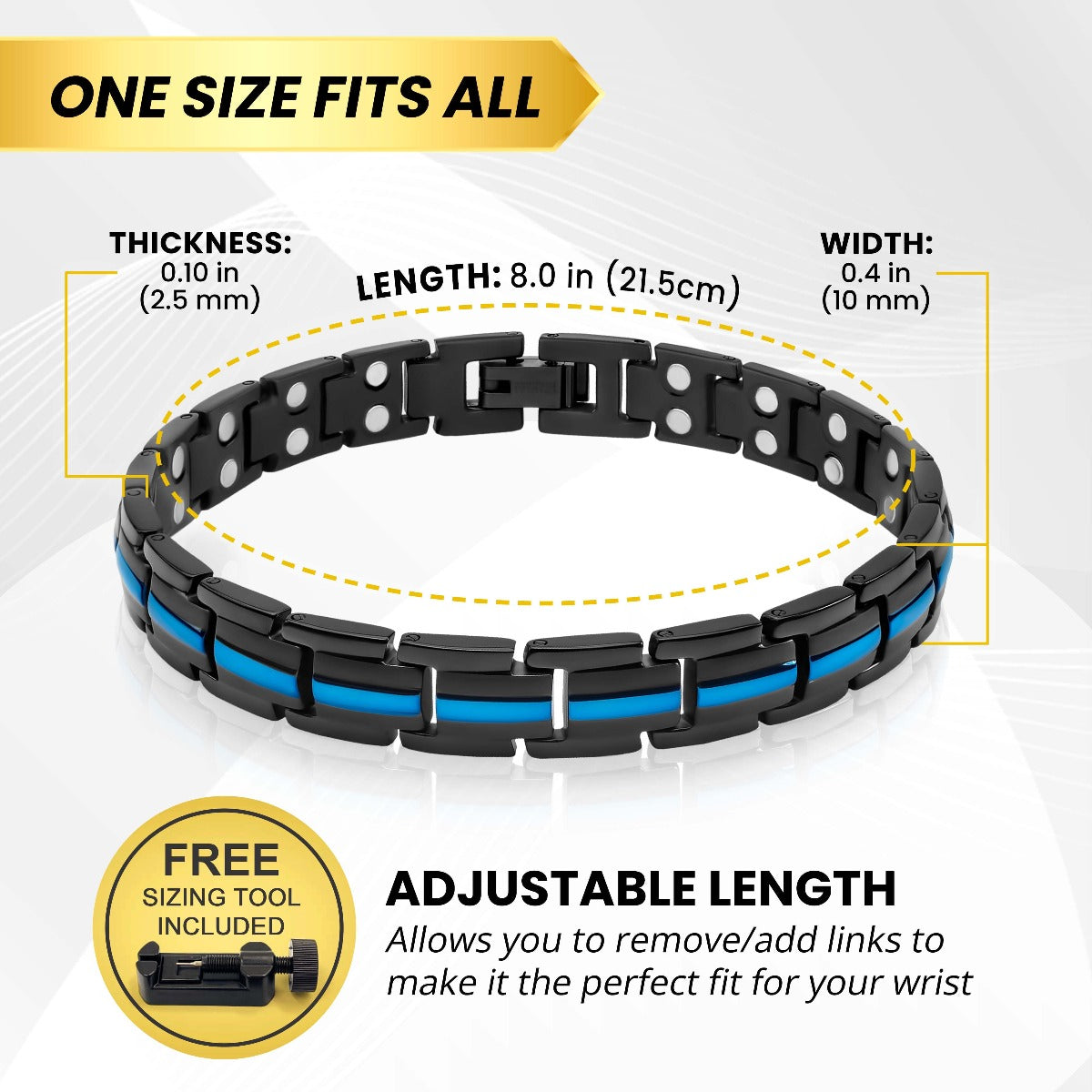 Magnetic Therapy Thin Blue Line Bracelet for Women