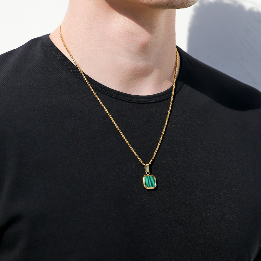 Malachite Stone Pendant Set