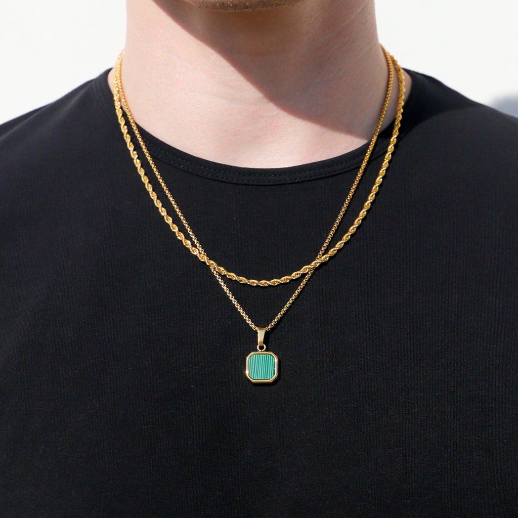 Malachite Stone Pendant Set