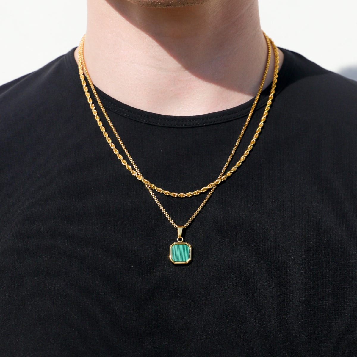 Malachite Stone Pendant Set