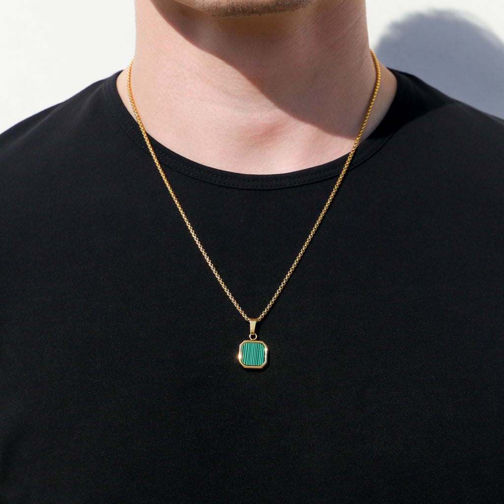 Malachite Stone Pendant Set