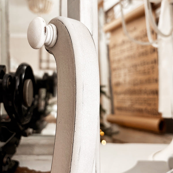 Distressed White Adjustable Wood Vanity Mirror