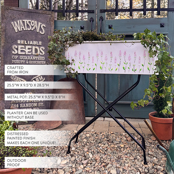 Outdoor Floral Oval Metal Plant Stand