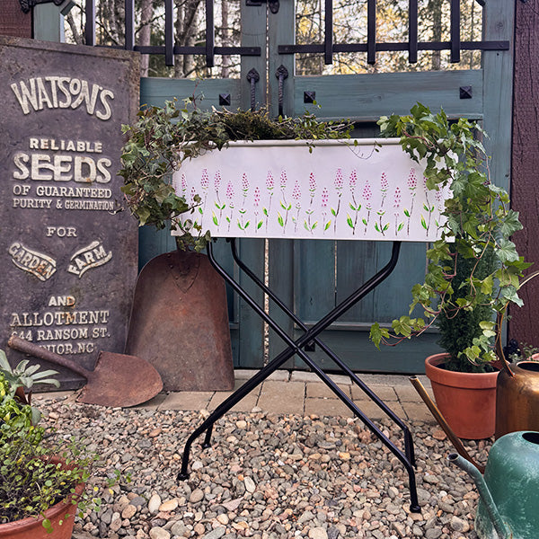 Outdoor Floral Oval Metal Plant Stand