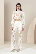 Rebecca Guipure Lace Top & Pant Set In White
