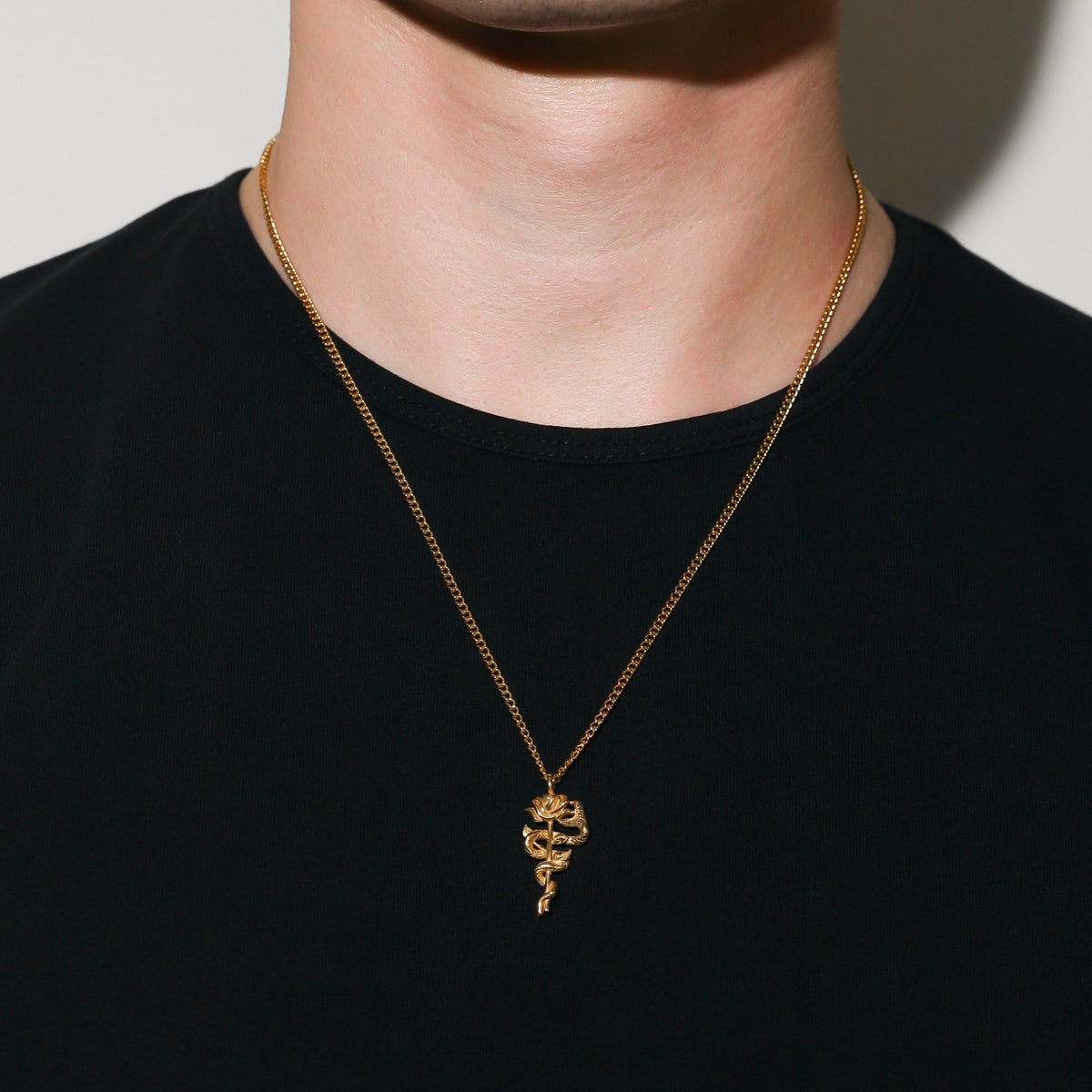 Serpent Rose Pendant Gold Set