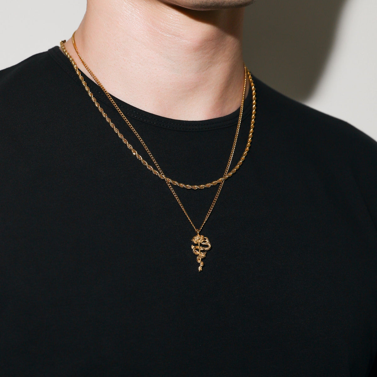 Serpent Rose Pendant Gold Set