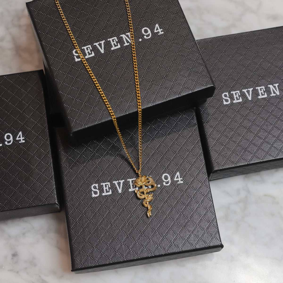 Serpent Rose Pendant Gold Set