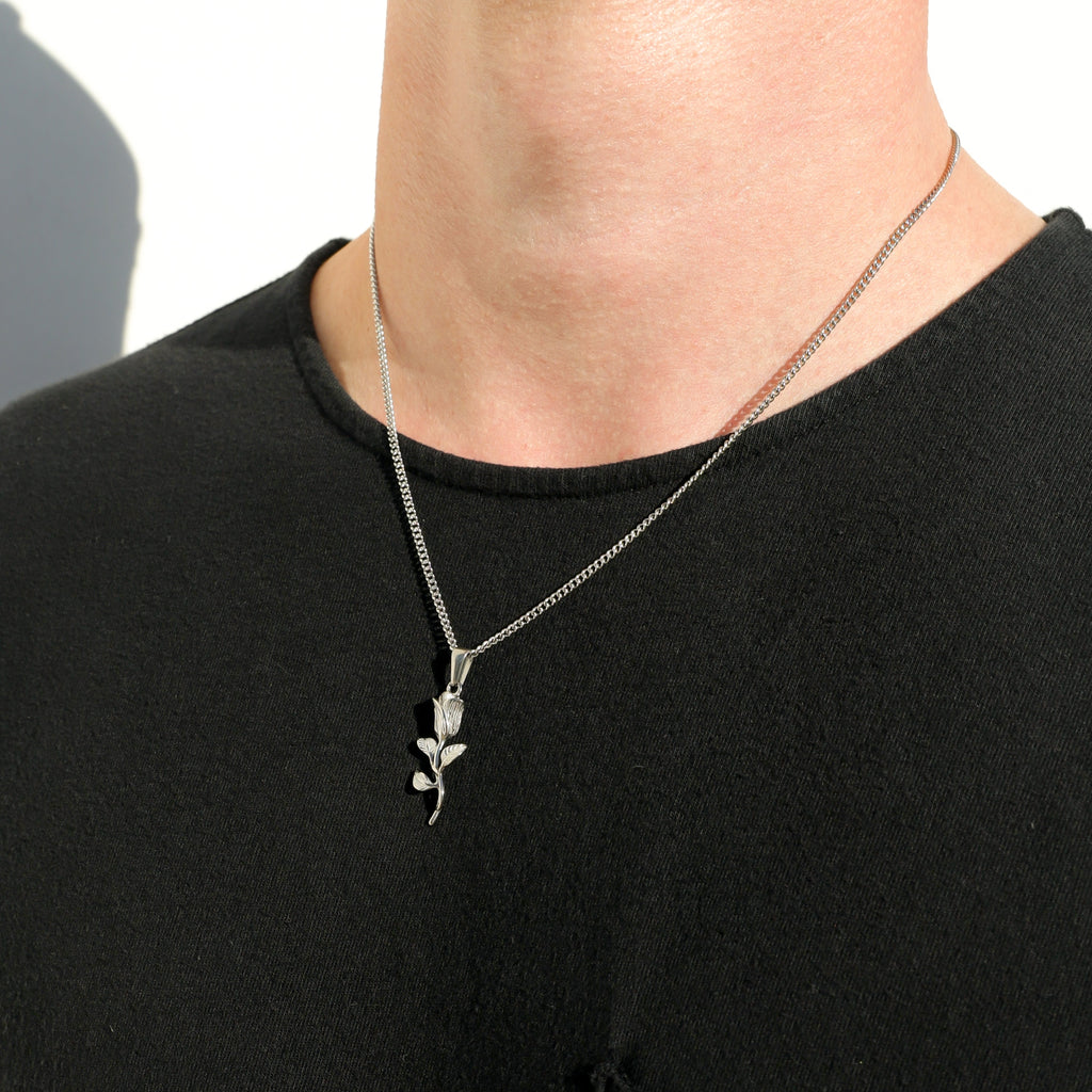Rose Pendant Silver Set