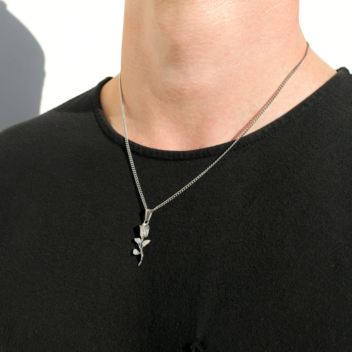 Rose Pendant Silver Set