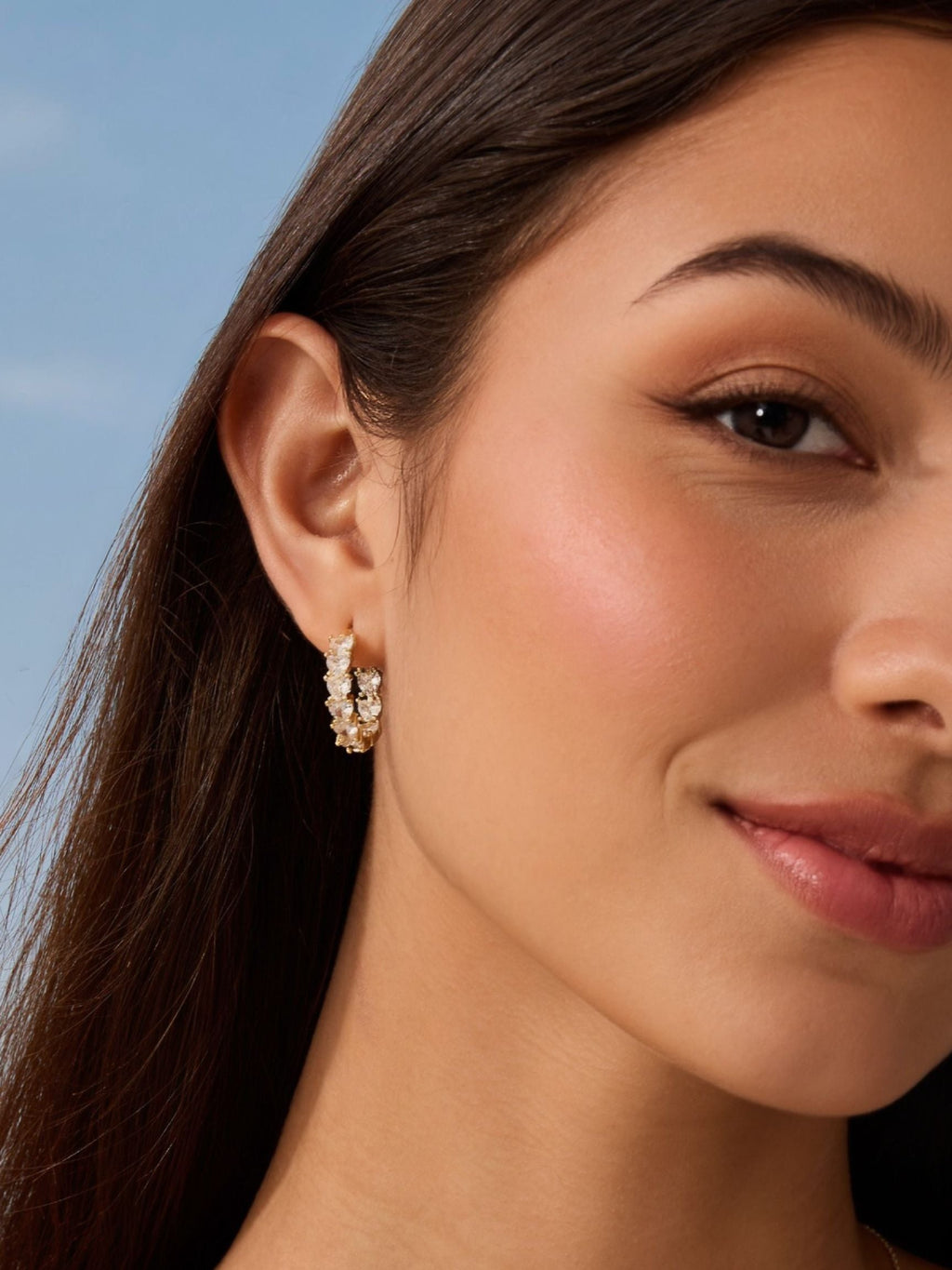 Heart Diamond Hoops