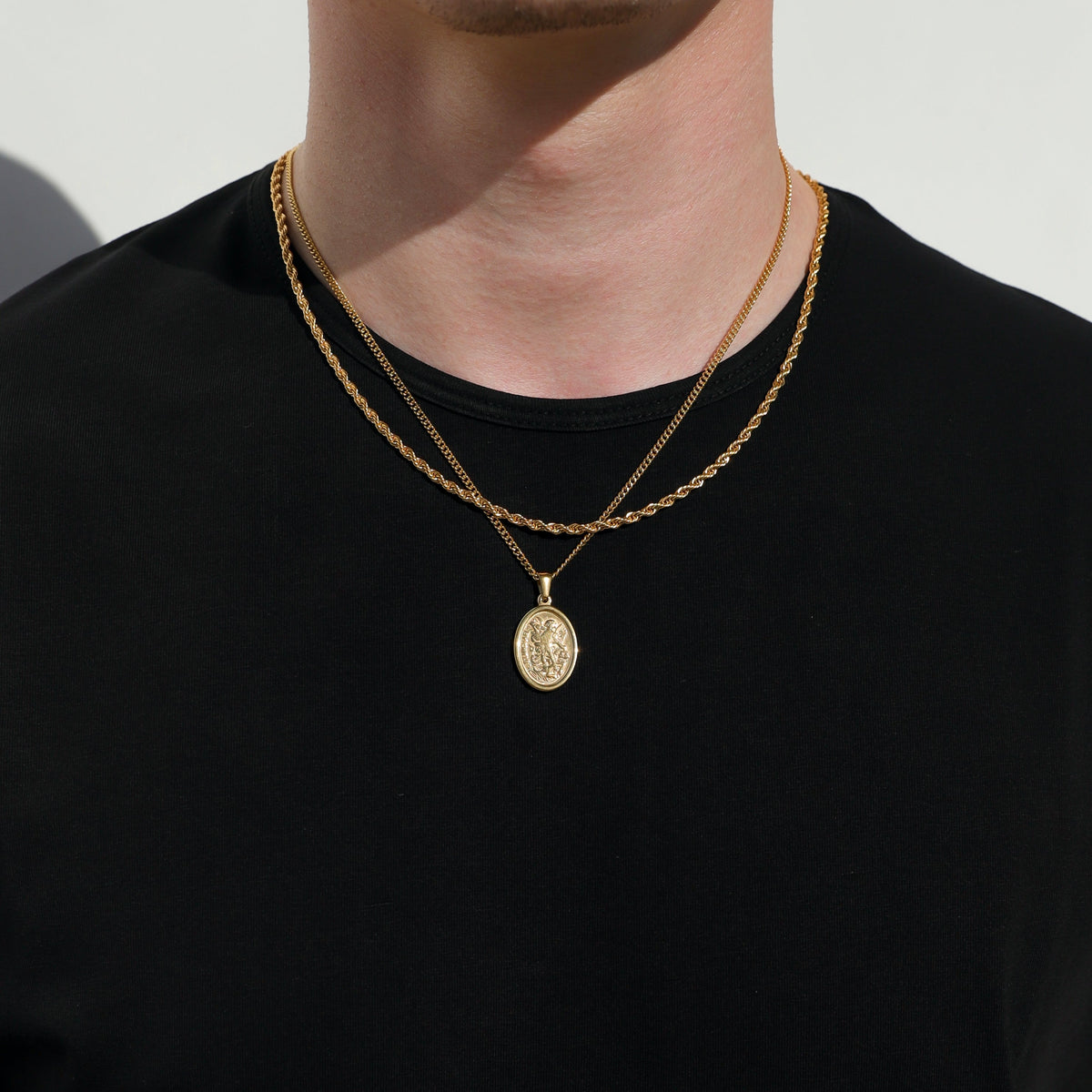 Saint Michael Pendant Gold Set