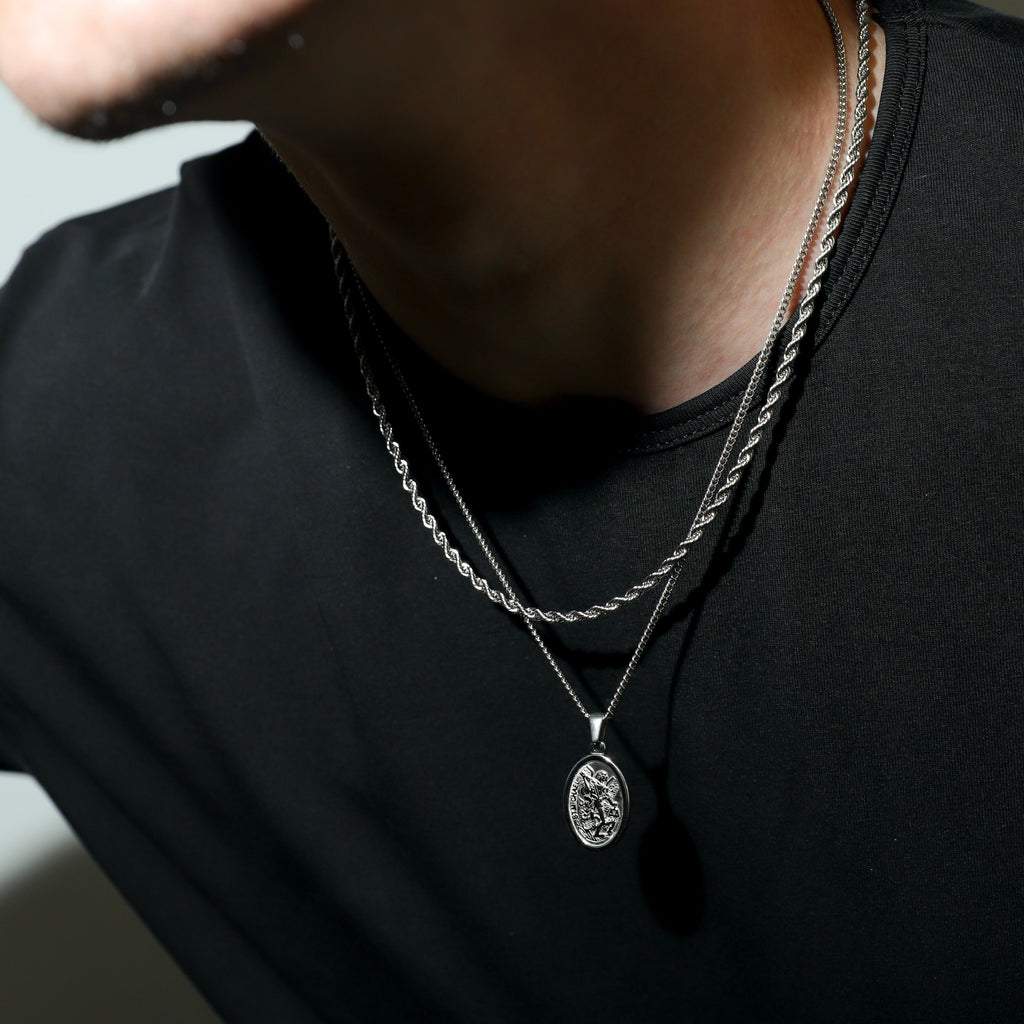 Saint Michael Pendant Silver Set