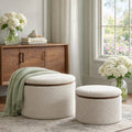 Stowaway Chic Boucle Ottomans, Set of Two