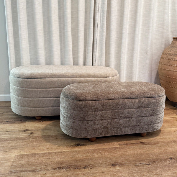 Upholstered Nesting Storage Bench, Set of 2