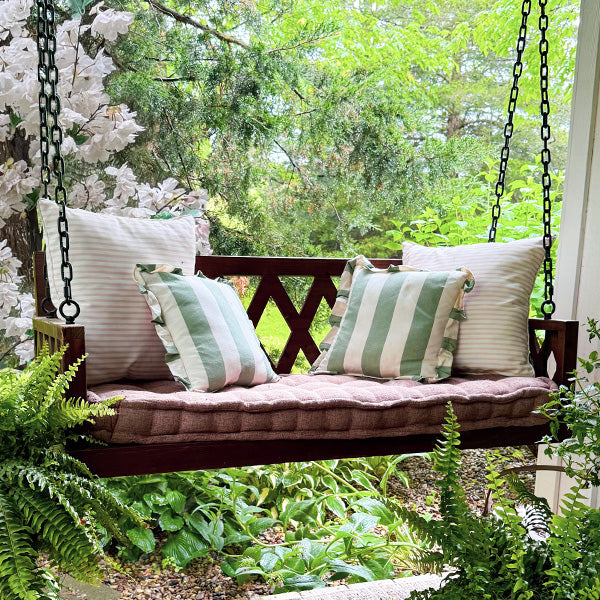 Brown Porch Swing with Cushion