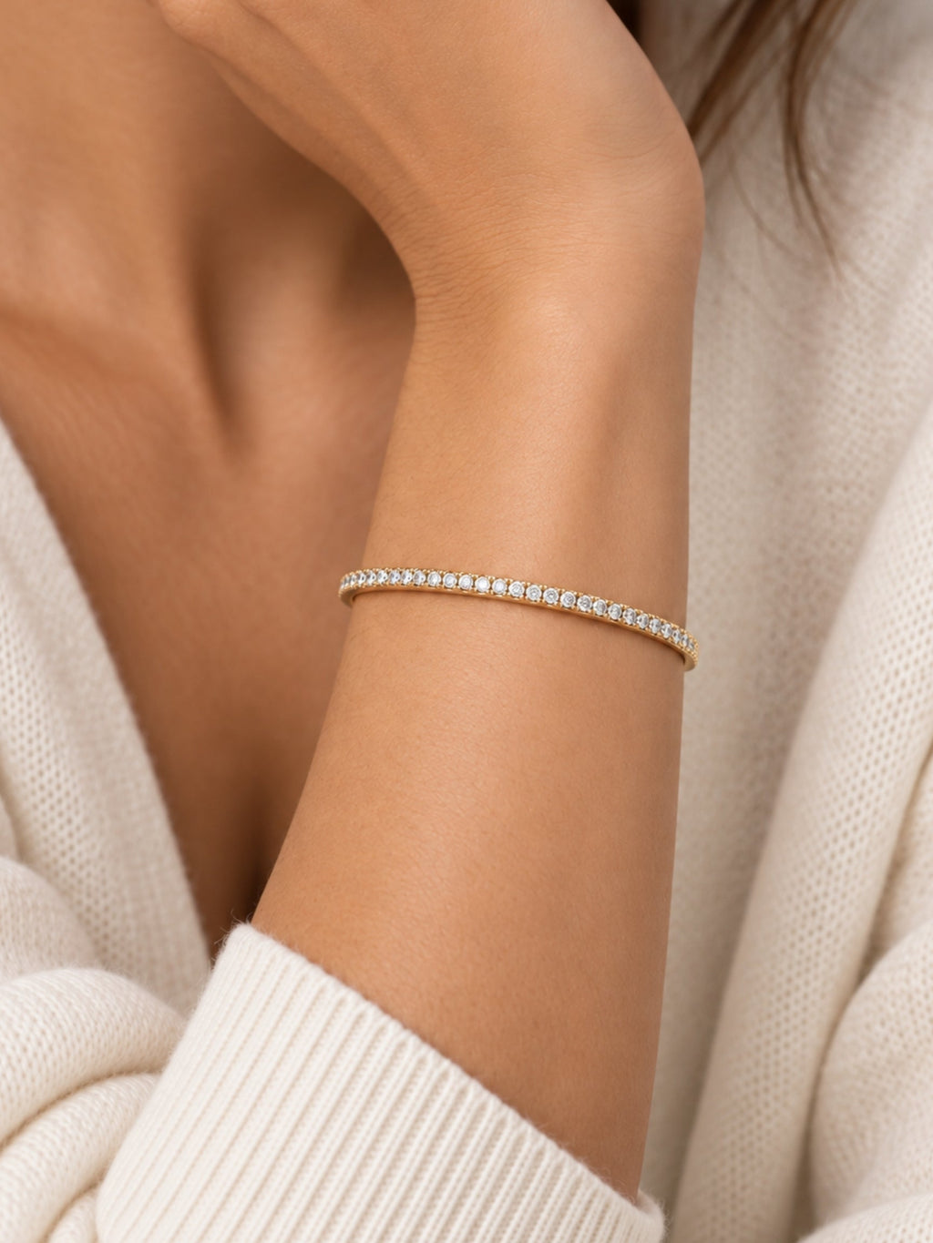 Gold Filled Thin Pave Cuff