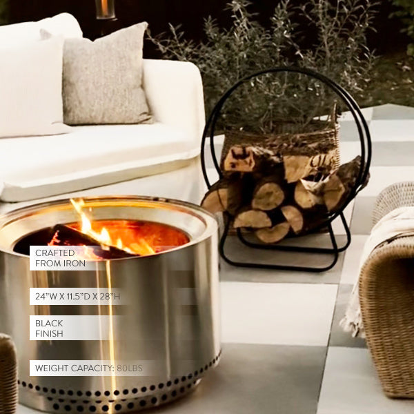 Black Iron Loop Fireplace Log Holder